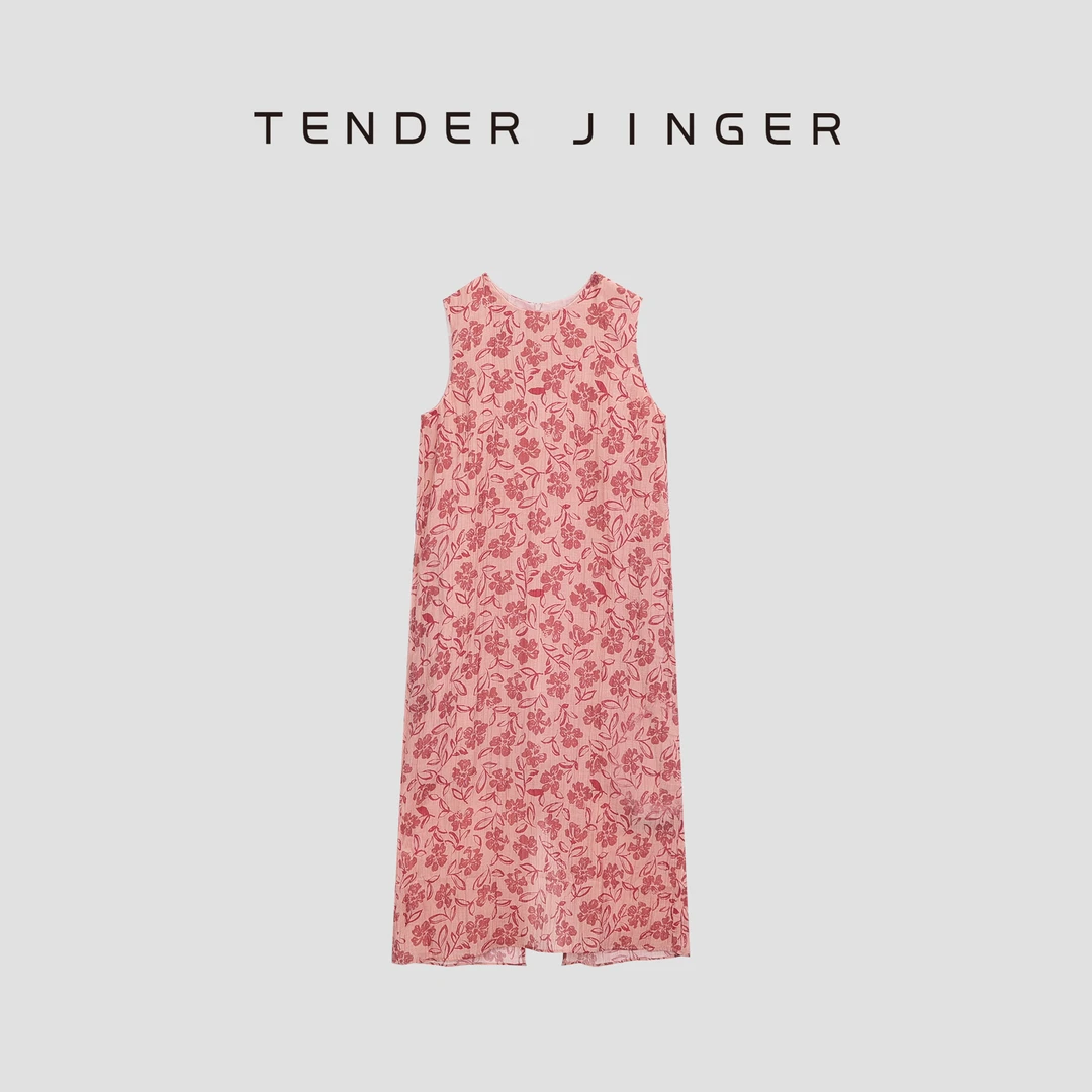 Tender Jinger【疯狂星期三】夏休闲时尚印花背心连衣裙T42KP77316