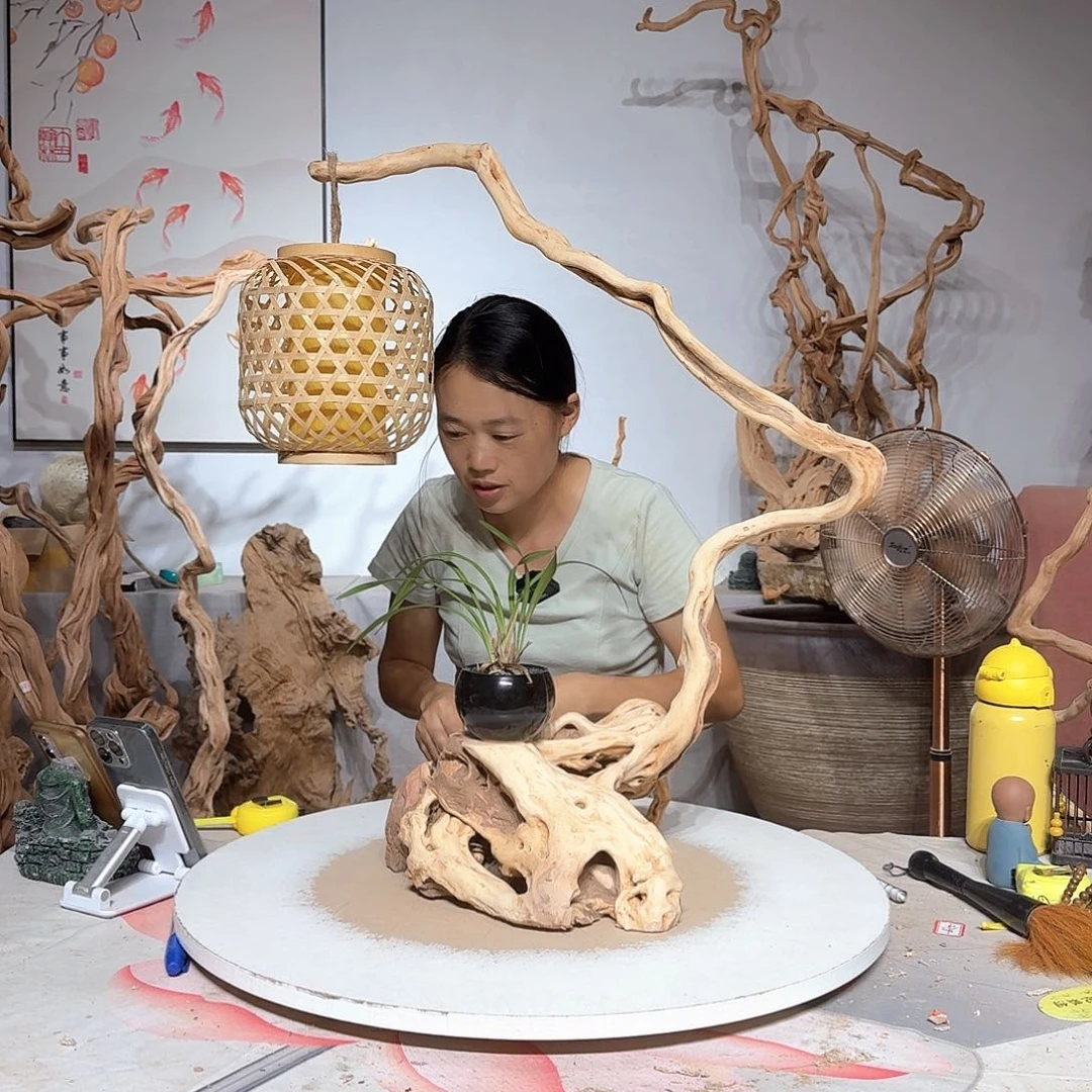 杜鹃根摆件艺术品蝜*