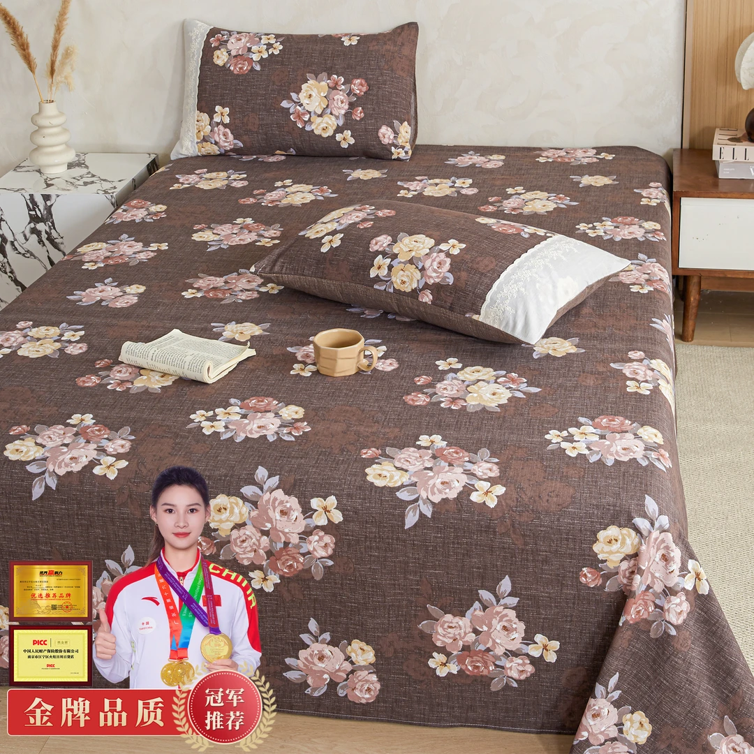 A类家用床单床笠秋冬加厚抗菌被单亲肤透气皱皱纱床上用品可机洗