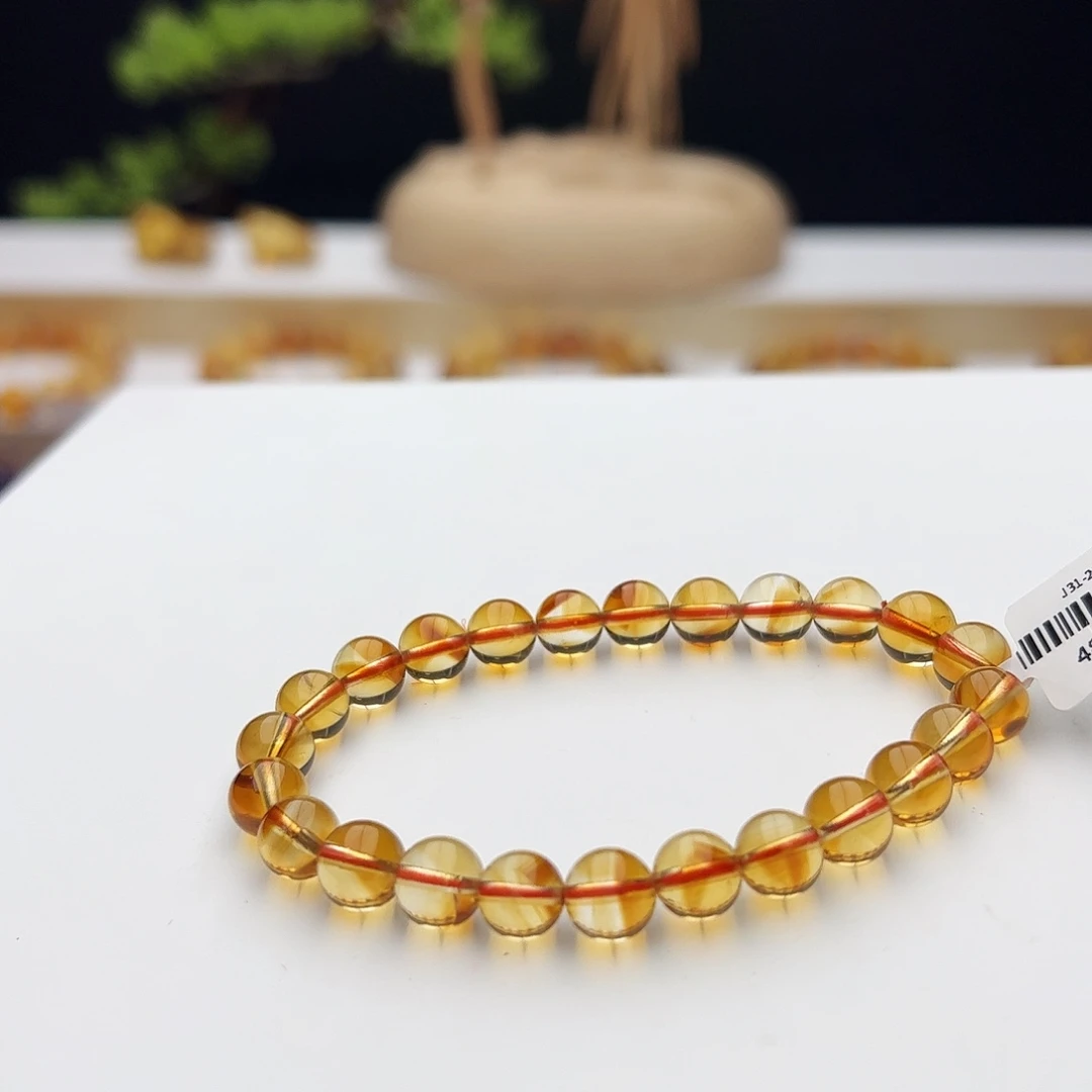 水晶未镶嵌手链黄水晶7.7mm14.9