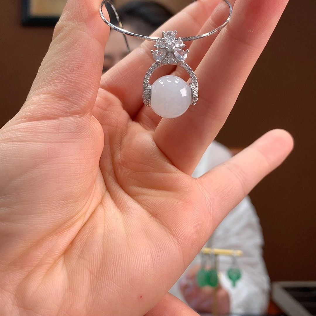 翡翠银S925镶嵌颈饰吊坠