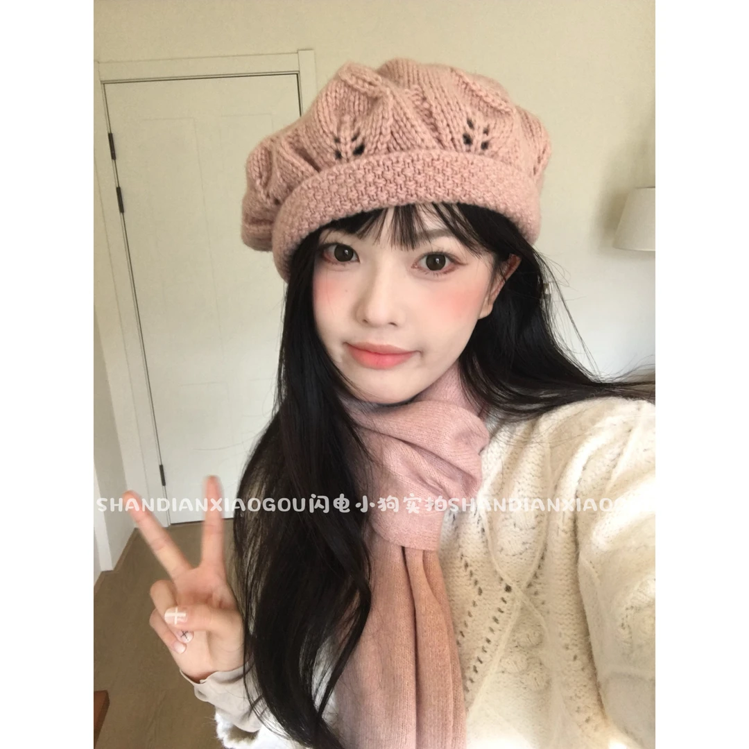 定制高品质羊毛贝雷帽【古早台剧女主】套装甜美女秋冬百搭韩版毛