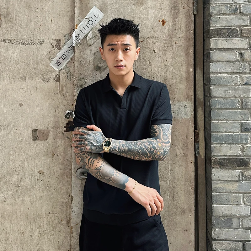 ADGC美式POLO衫短袖透气夏季男士轻薄通勤商务针织弹力修身T恤