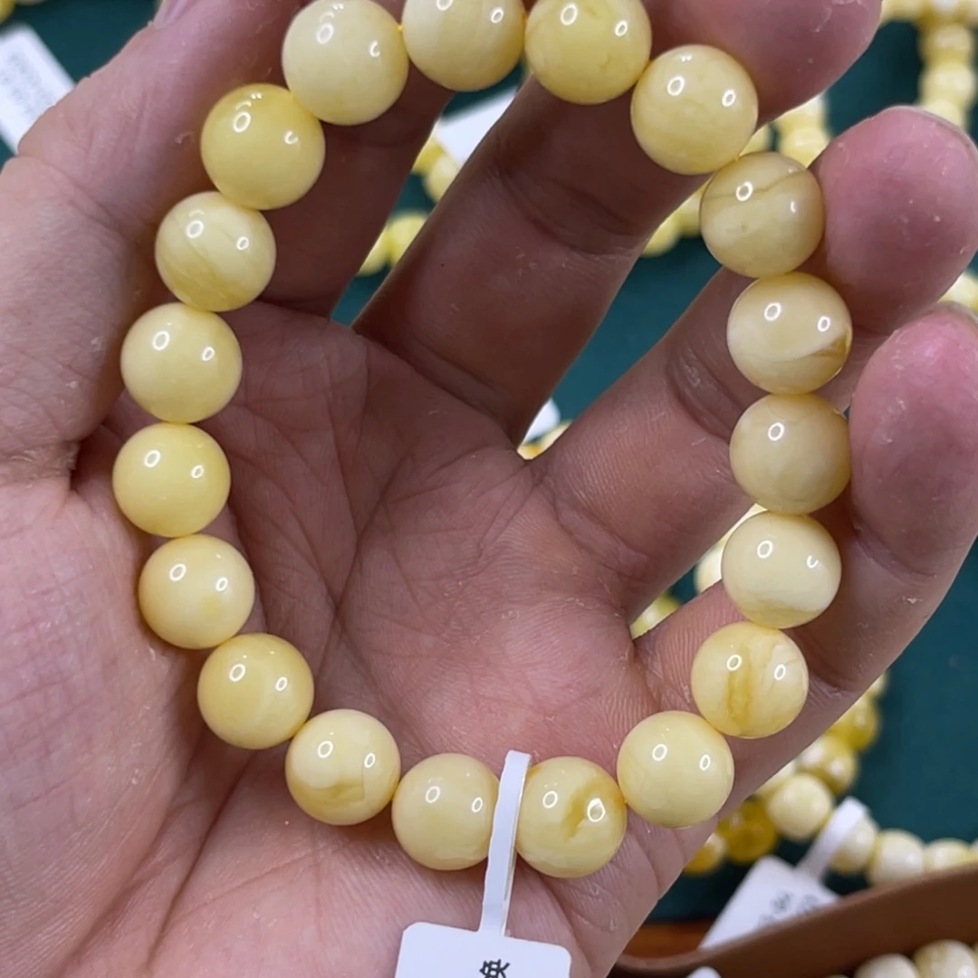 蜜蜡未镶嵌珠宝奇石10+mm浓腊奶白