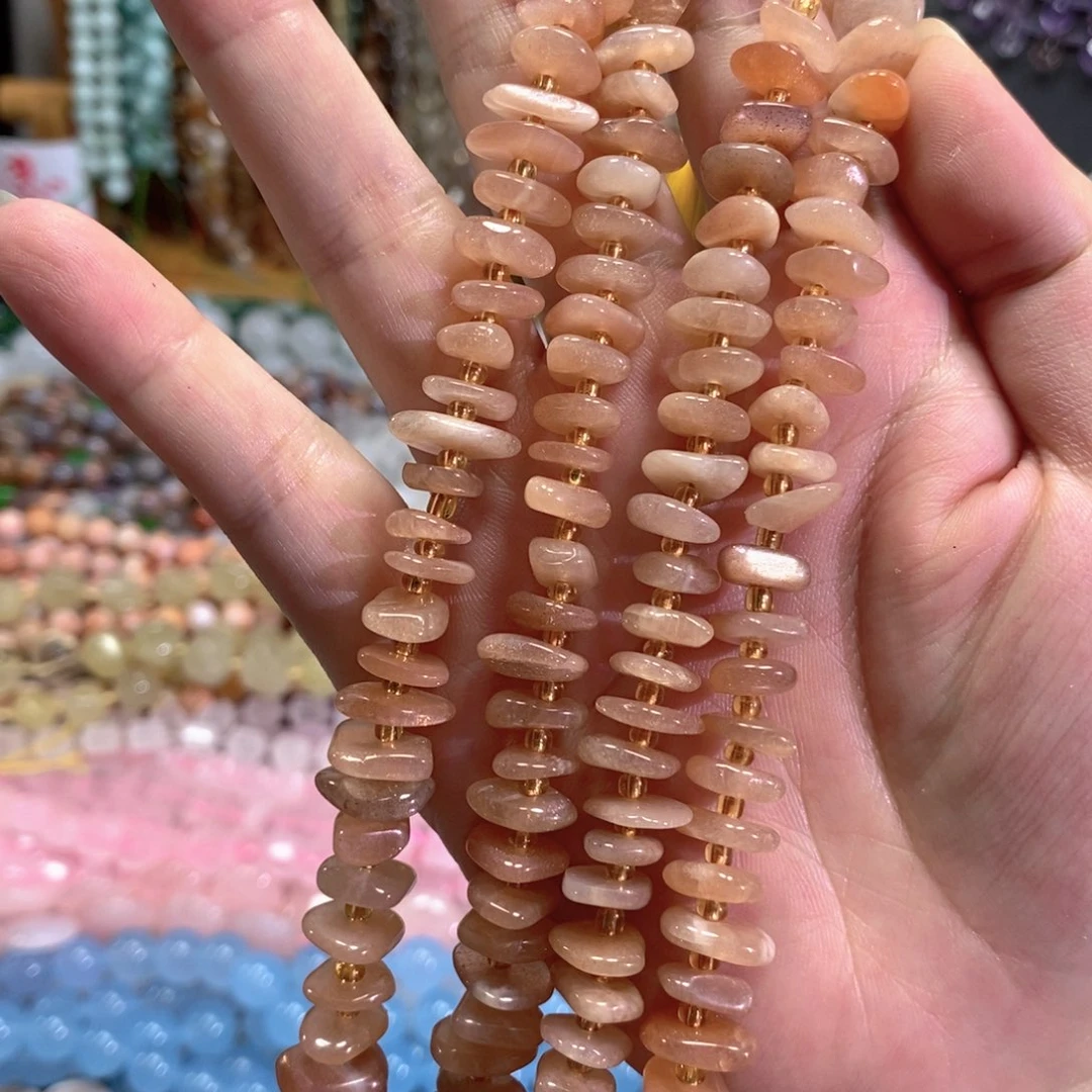 未镶嵌玛瑙/玉髓珠宝半成品太阳石隔片一条卡10mm