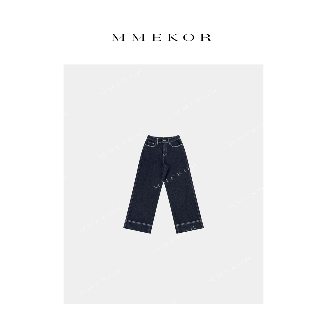 MMEKOR“蓝屿牛仔”牛仔裤 2025新款普赛克丹宁直筒裤子 79636
