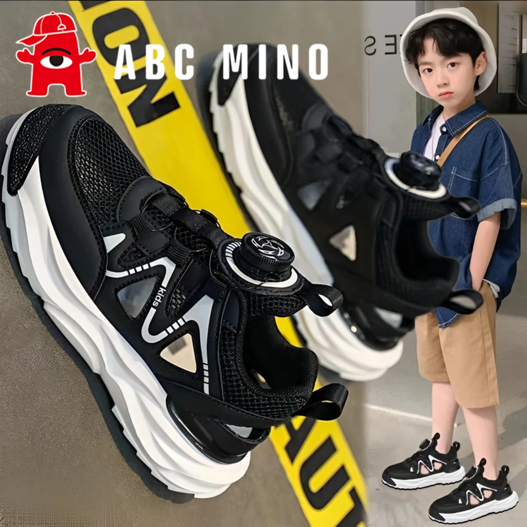 ABC MINO夏款男童防滑凉鞋网面透气儿童运动凉鞋中大童镂空包头鞋