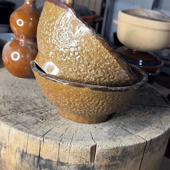 库存尾货五厂金砂大碗一对kiuj22