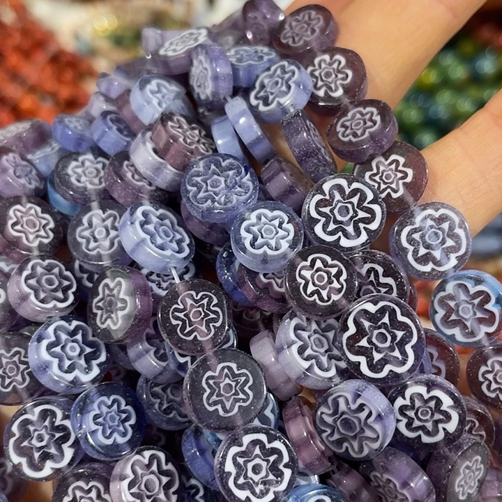 玛瑙/玉髓合金珠宝半成品2条紫色雪花圆片