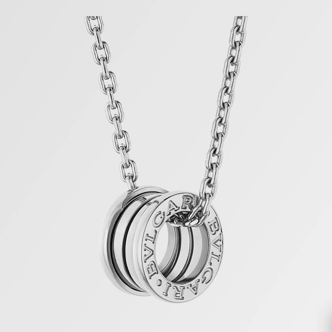 99新 BVLGARI/宝格丽 24年全套白金弹簧加长加粗60cm链条男款项链