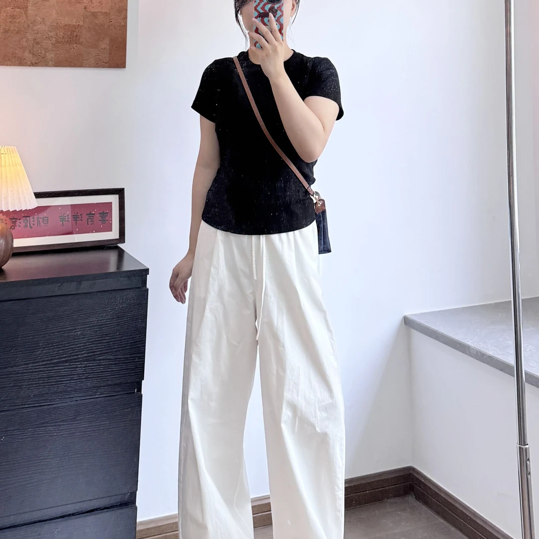 our/纯白不透 休闲裤极简风舒适高级穿搭