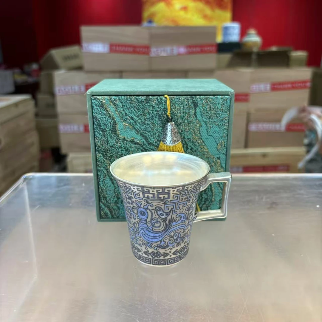 秋香茶具 天命玄鸟比翼鸟银主人杯咖啡杯茶杯品茗杯-