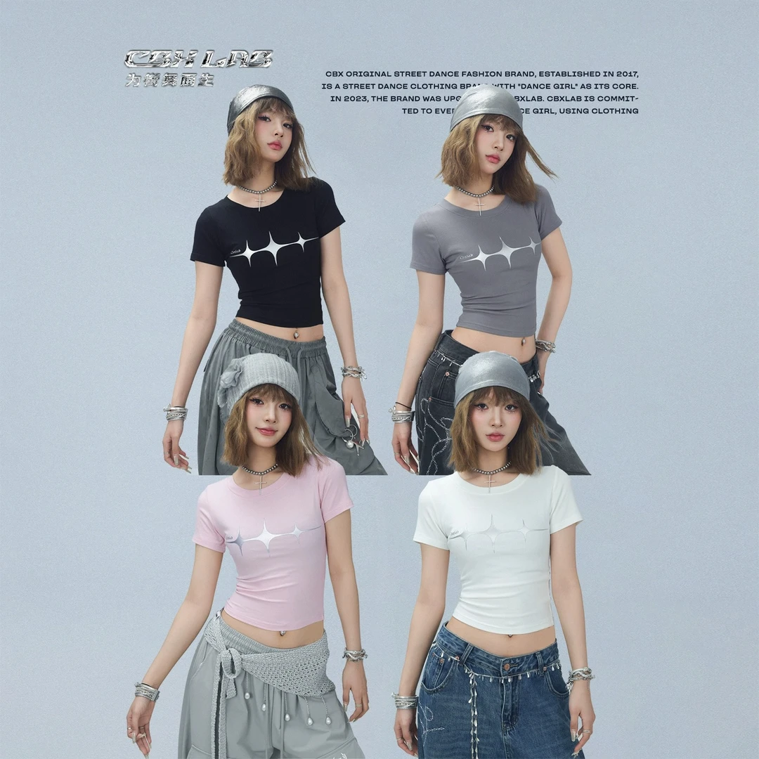 【专属】CBXLAB街舞潮牌未来星星短袖上衣显瘦短款百搭修身
