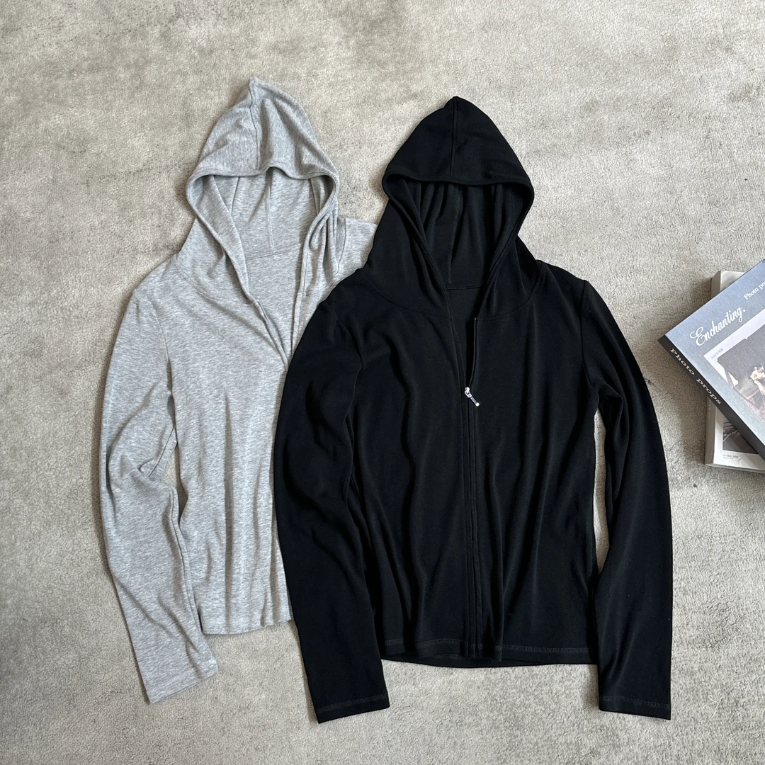 【米可家】慕丝绒超软糯拉链连帽开衫08226