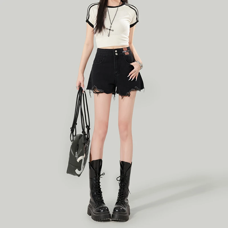 2025新款夏高腰显瘦阔腿宽松a字超短热裤潮ins夏天薄款夏季