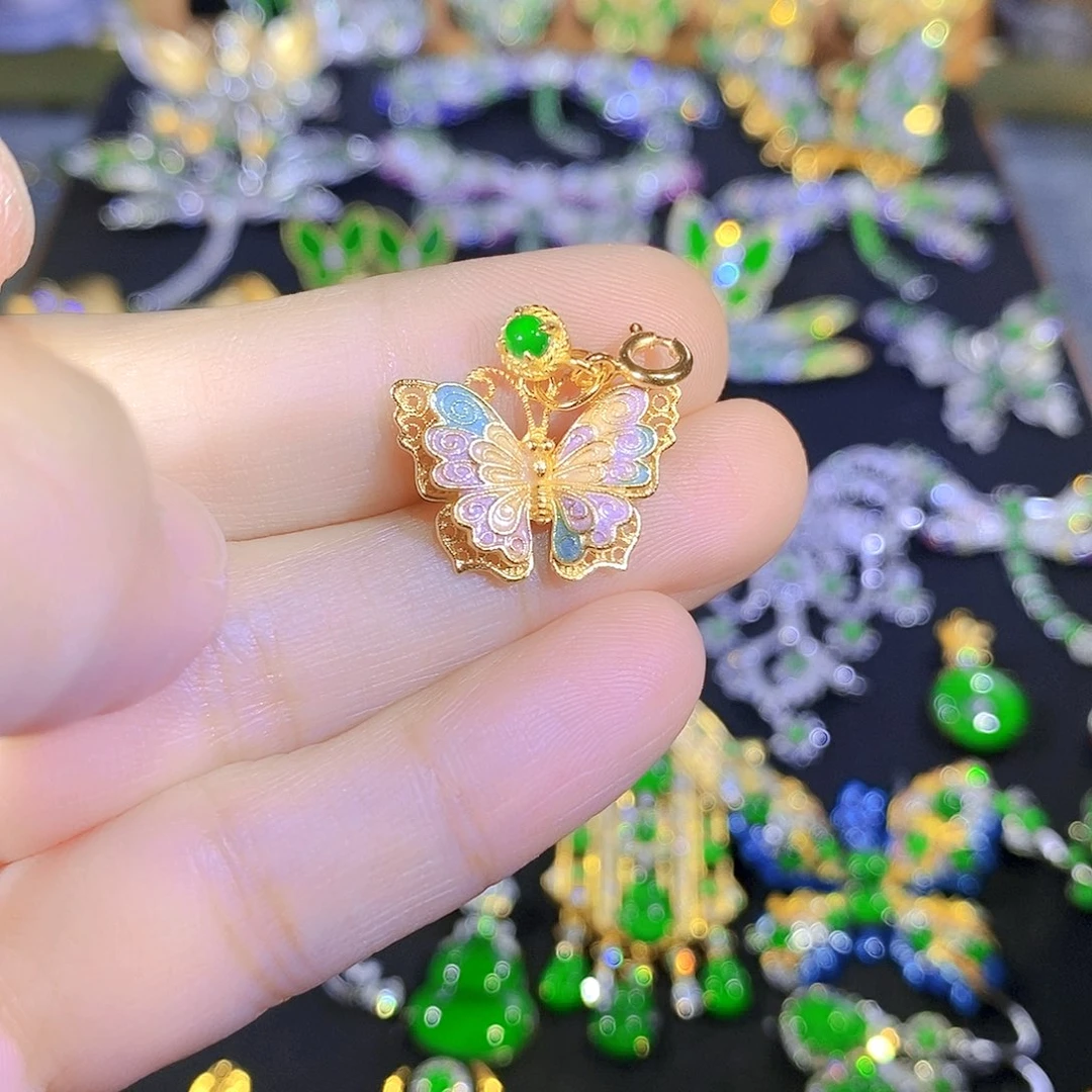 吊坠(不含链)银S925镶嵌翡翠