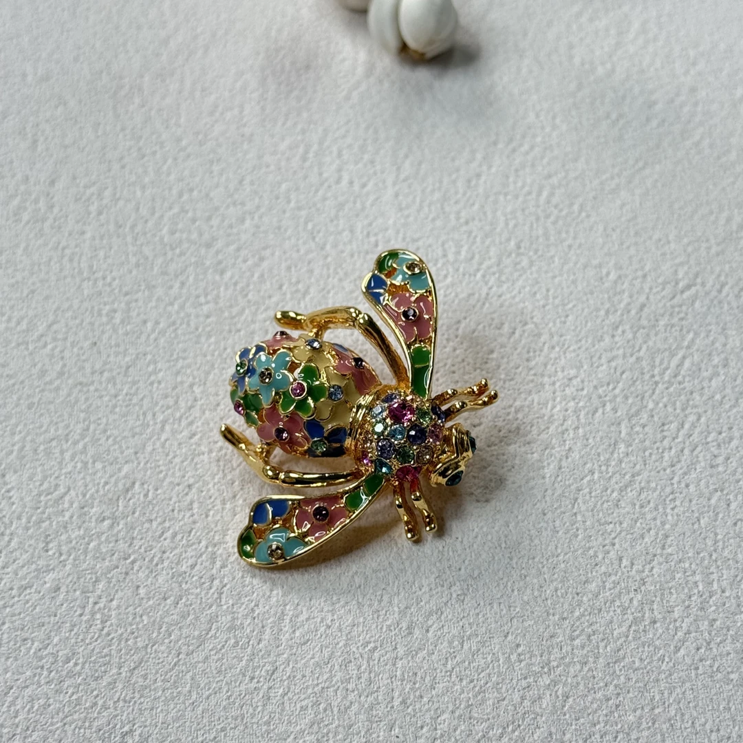 铜合金珐琅胸针 【六六中古】孤品复古造型感胸针th9967