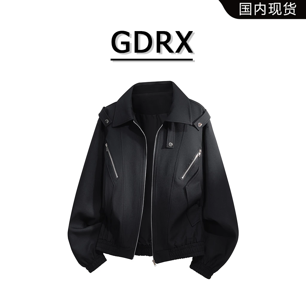 GDRX美式潮流高街夹克男士秋冬新款拼接拉链设计感百搭外套男装