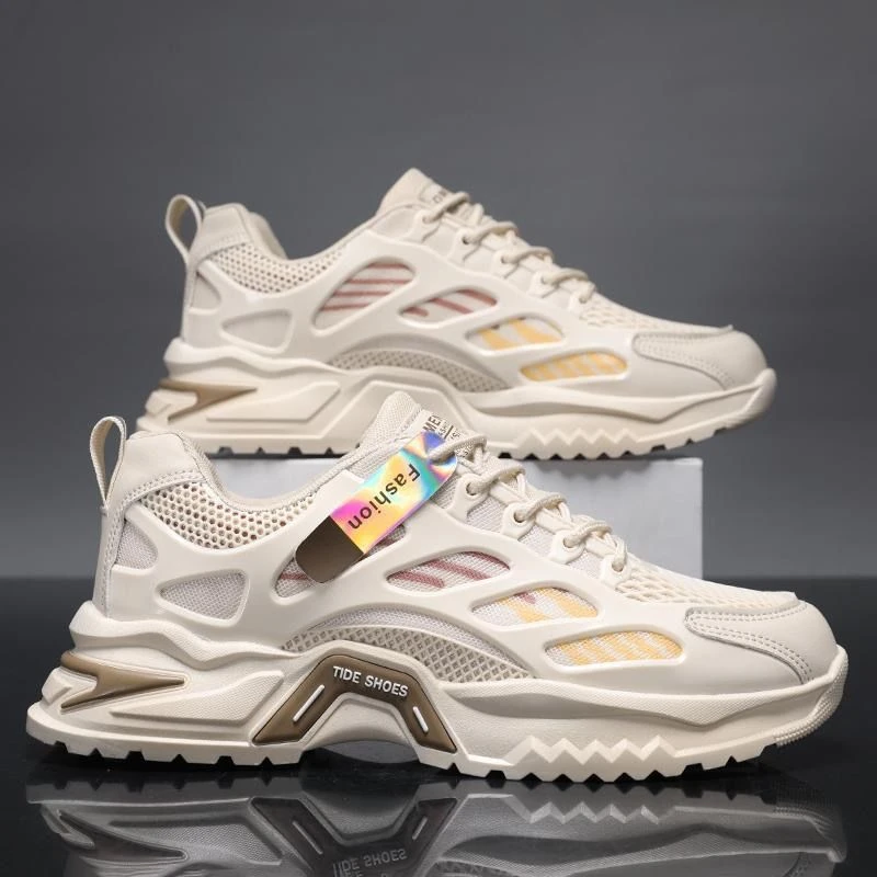 断码男鞋夏季透气2025新款百搭网面运动休闲跑步增高黑色老爹ins