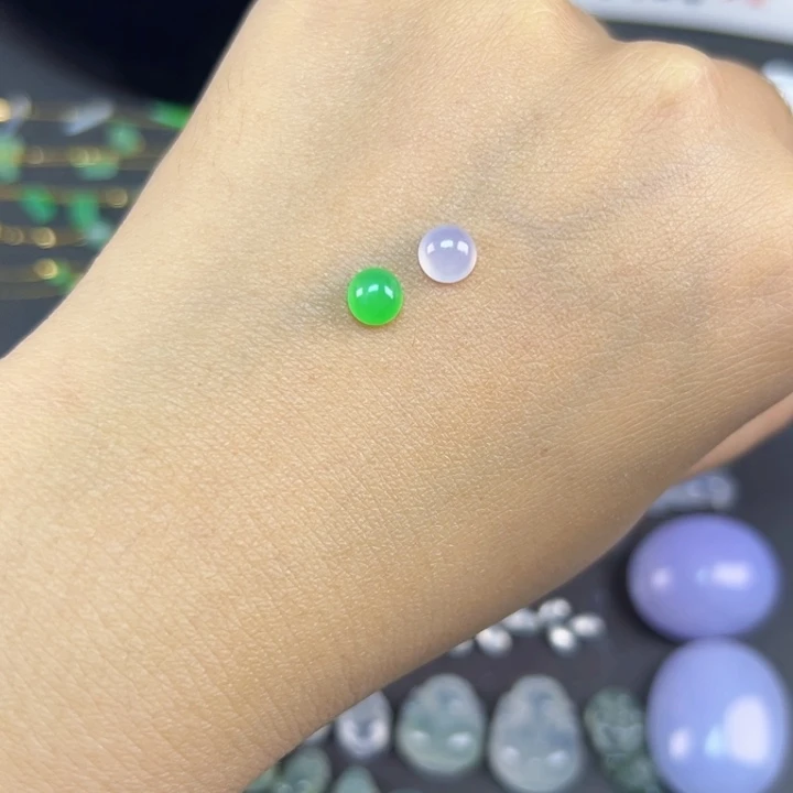 裸石翡翠双蛋面满色