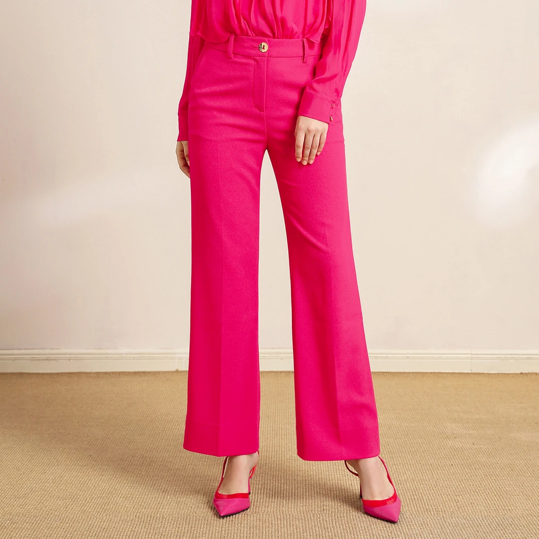 【纯色垂坠直筒长裤】JETEZO春夏高腰显瘦阔腿休闲裤BB1PA002B1