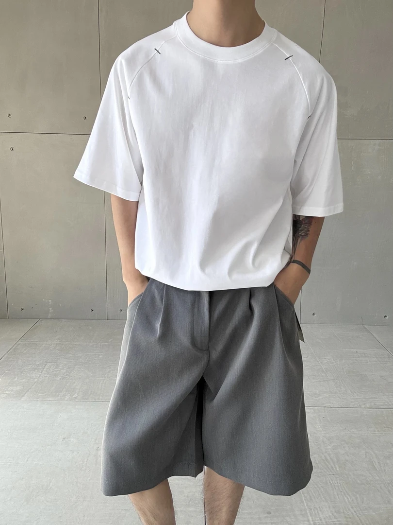 2025夏季圆领休闲短袖黑白色T恤半袖上衣潮流新疆棉纯棉T恤男