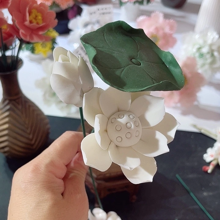 瓷片纯陶瓷手工捏花