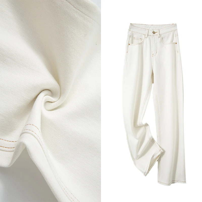 天丝莱赛尔四面弹高腰阔腿牛仔裤女2025夏新汉麻显瘦直筒裤裤子宽