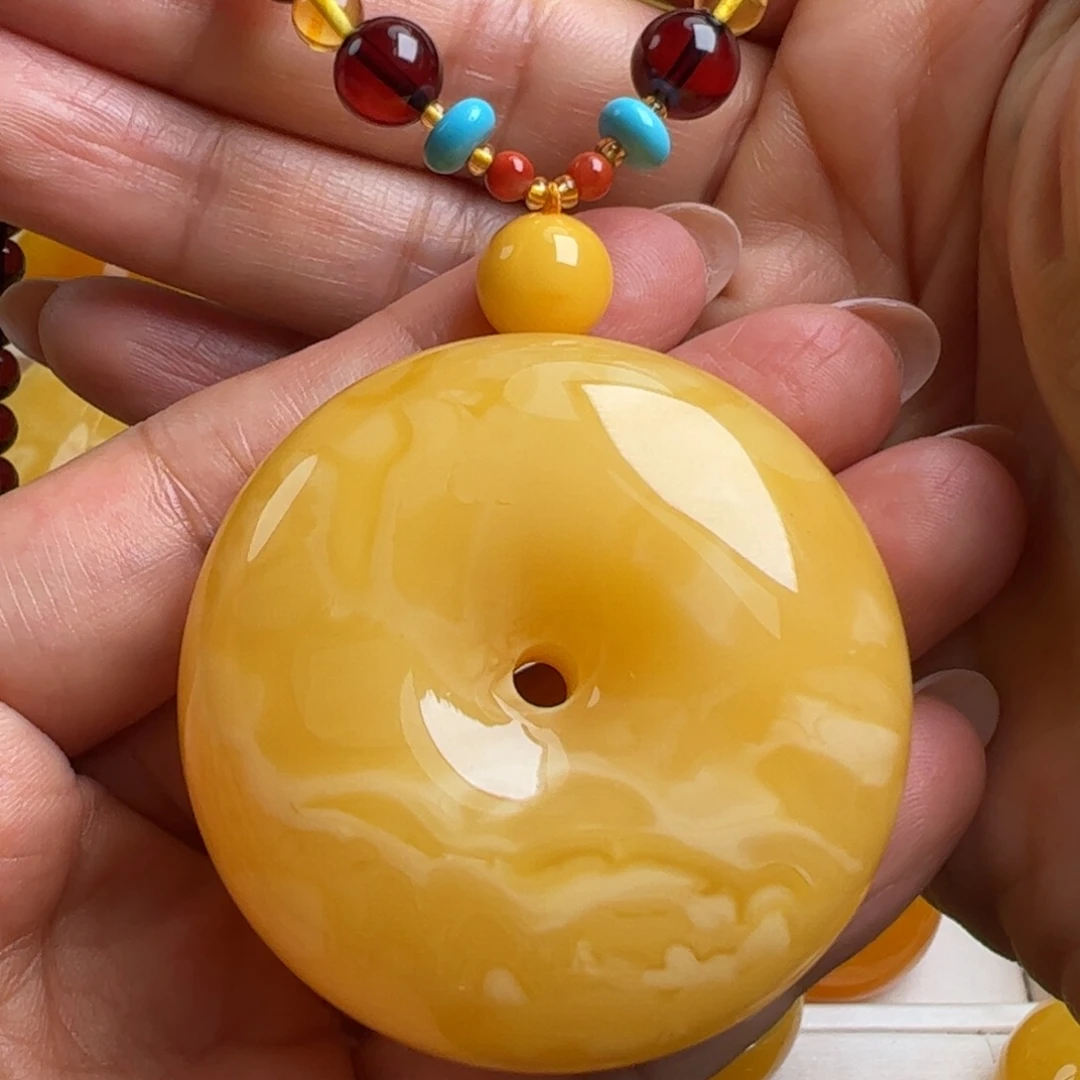蜜蜡毛衣链未镶嵌无烤色无优化无补胶无煮蜜无辐照
