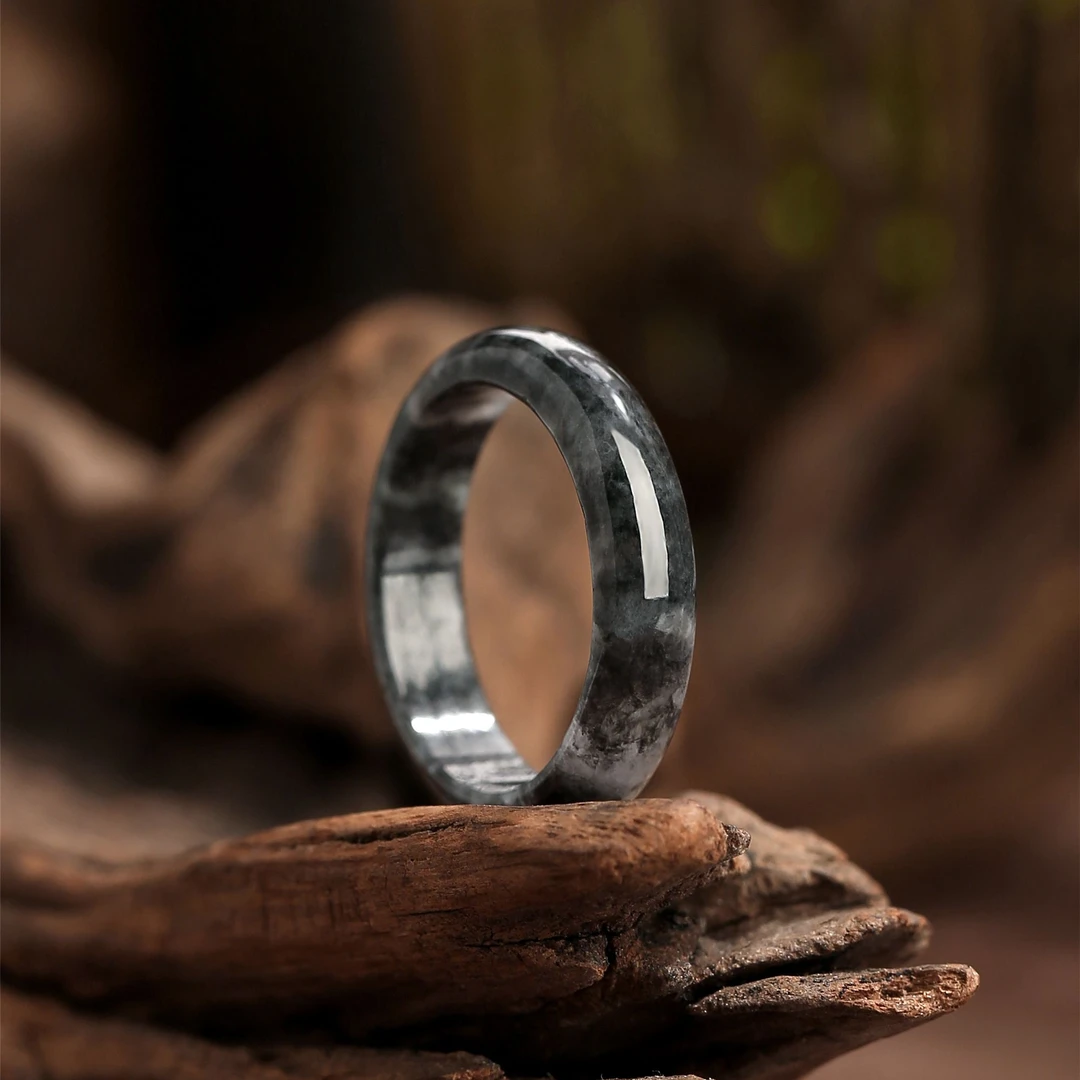 天然翡翠A货乌鸡戒圈男女款素面乌鸡种戒指（多样性择其一发货）