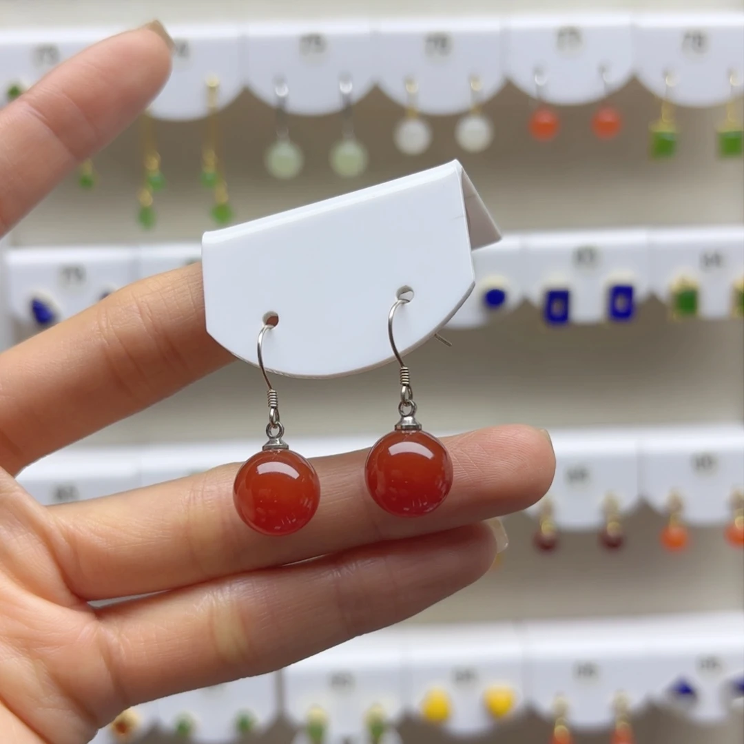 银S925镶嵌耳饰玛瑙/玉髓