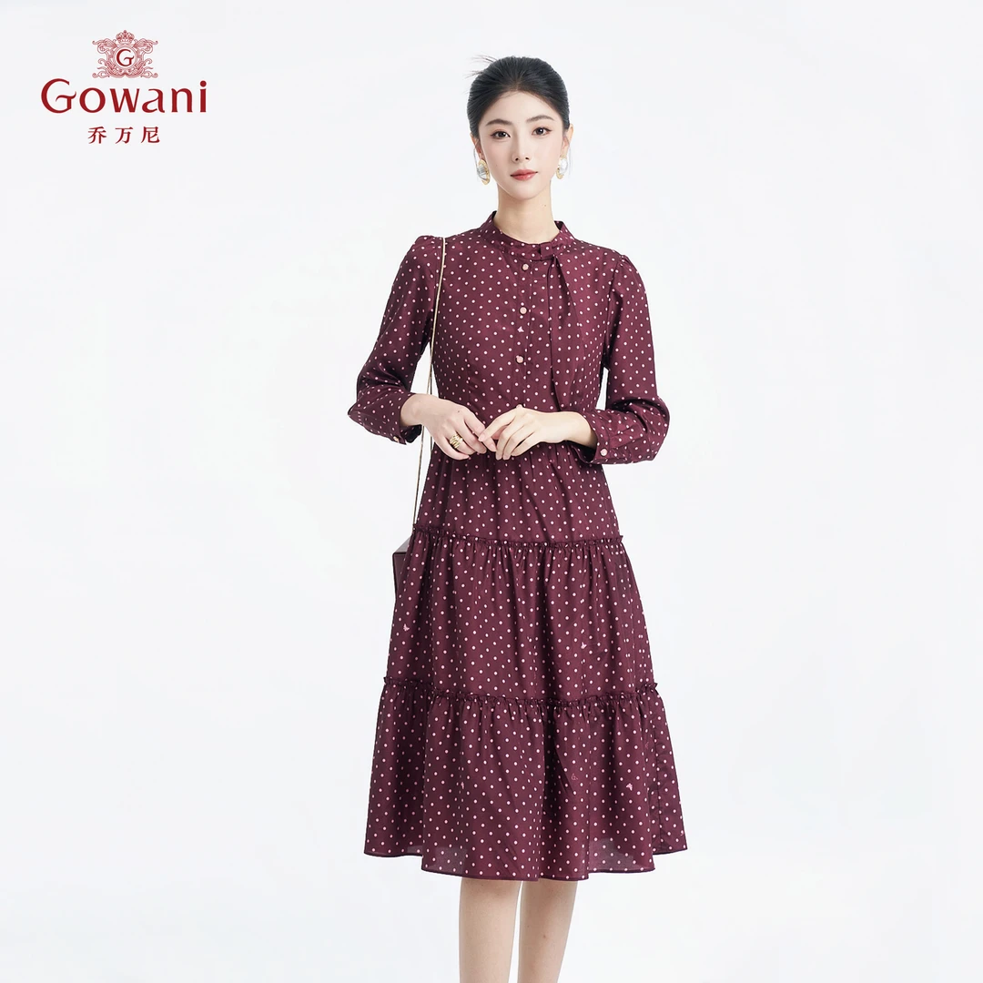 Gowani/乔万尼2025商场秋季新款波点优雅复古浪漫连衣裙ED3E221