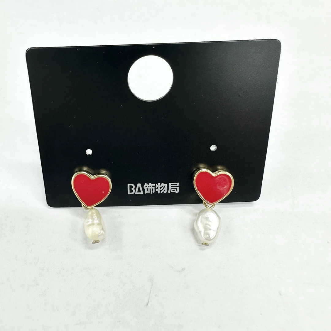 铜合金仿珍珠耳饰 时尚潮流爱心耳钉 0610
