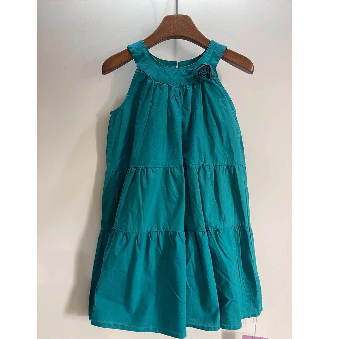 夏季女童纯色复古A字裙韩版森系波点时尚背心裙连衣裙AYJ250383