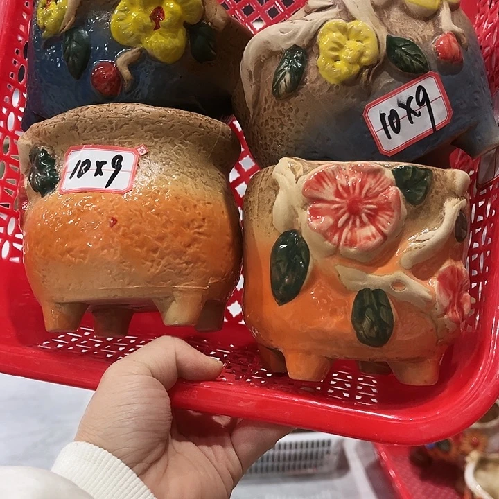 瓷片花盆多肉植物艺术品