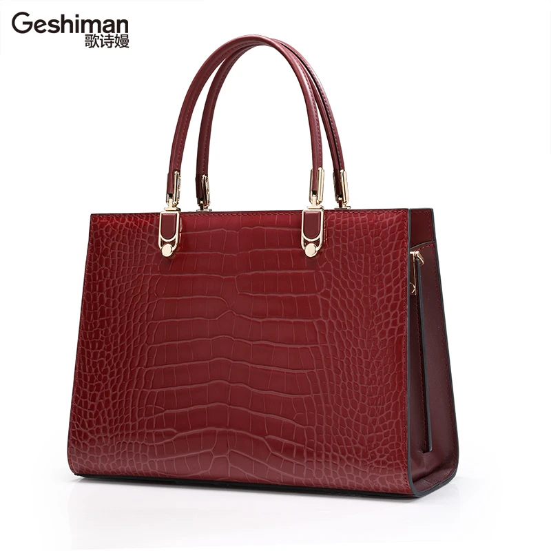 鳄鱼纹头层牛皮女包气质时尚休闲百搭妈妈包简约大气质感斜跨肩包