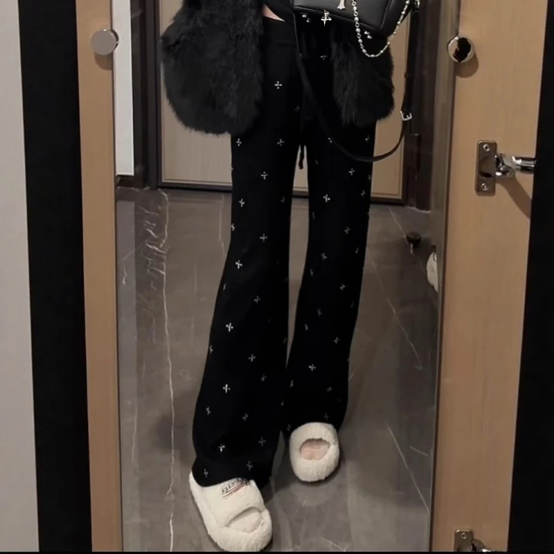 小个子高腰阔腿裤子女装秋冬2025新款休闲时尚百搭设计感直筒长裤