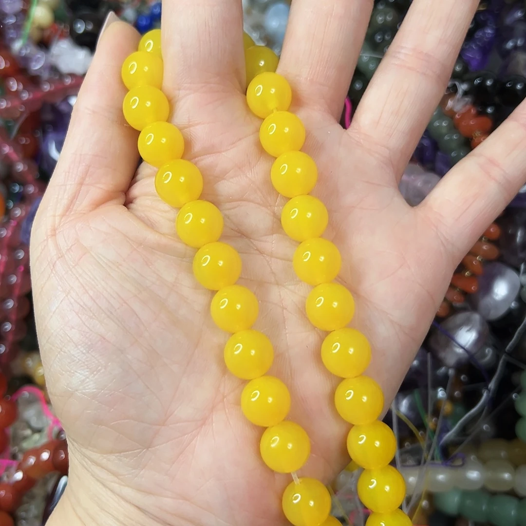 玛瑙/玉髓未镶嵌珠宝半成品，7A级卡10黄玛瑙一条