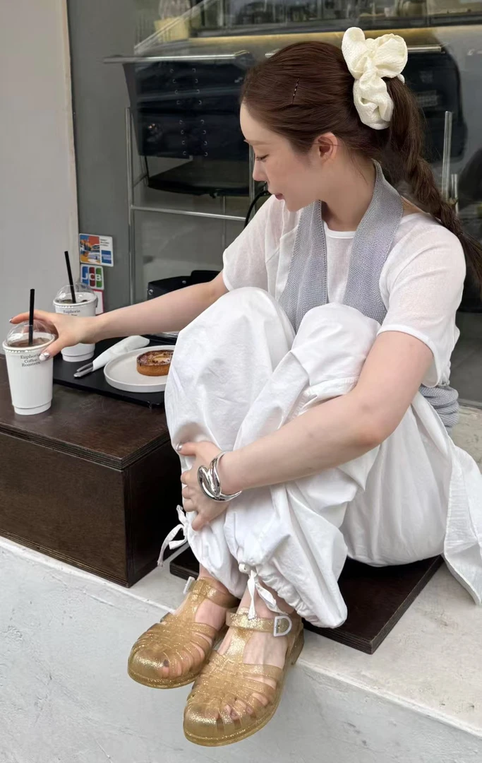 韩国东大门正品女装时尚欧尼同款水晶凉鞋061202（NO退NO换）