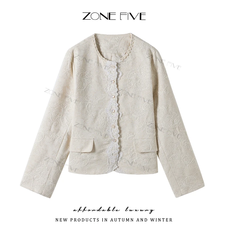【zonefive】70棉 30麻2025新法式浪漫复古高级感重工刺绣时尚外套