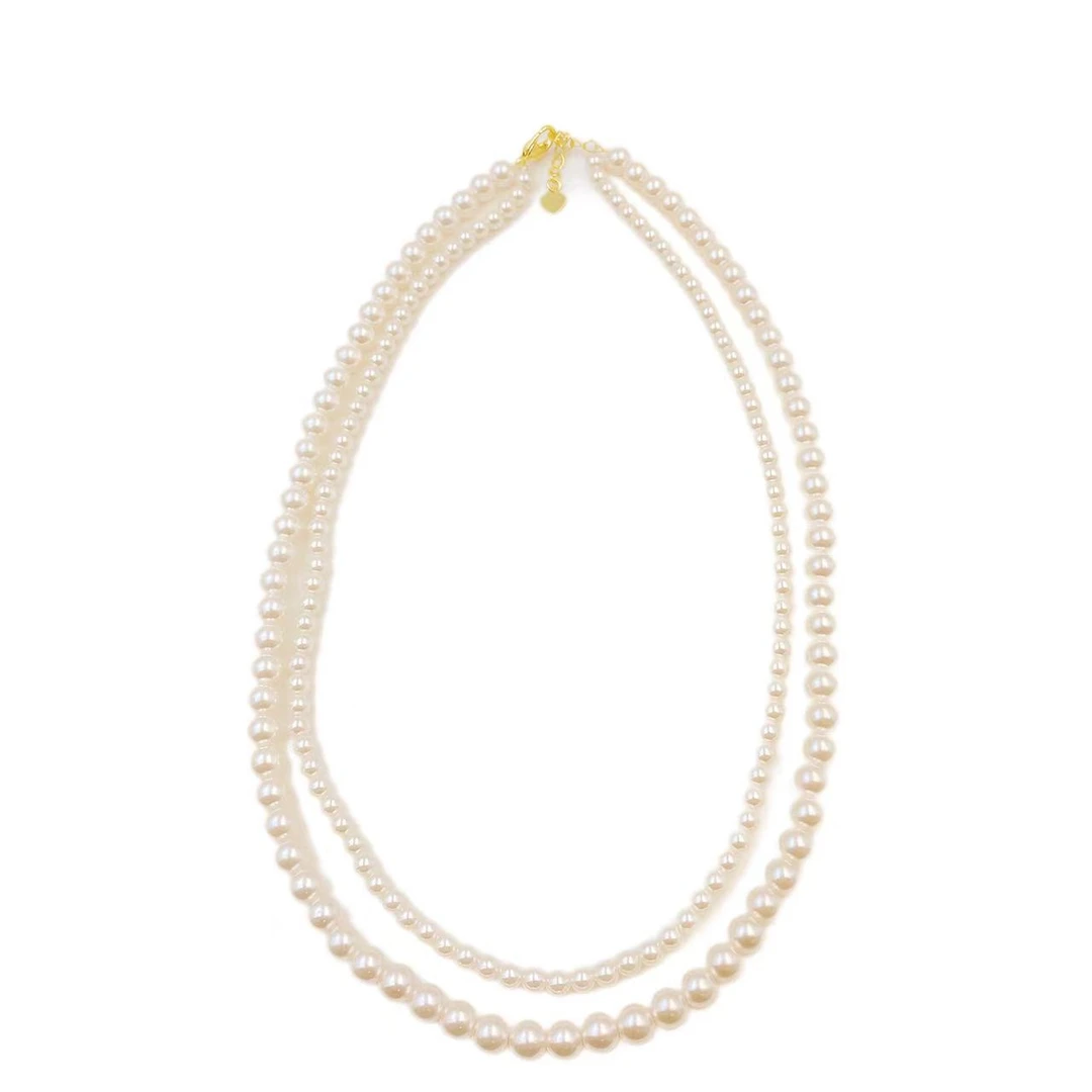 高档珠宝贵气双圈设计款粉贝珠晚宴项链X564-赠包装合金