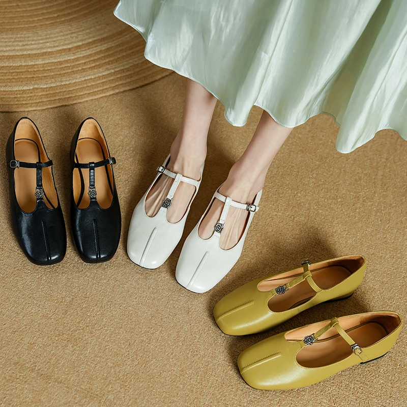 跟高2CM/春季新款平底鞋女低跟单鞋粗跟百搭圆头鞋