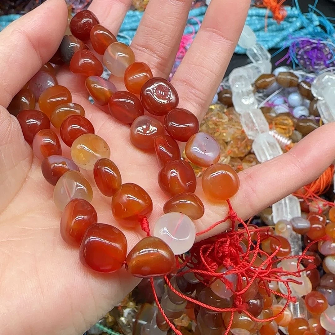 玛瑙/玉髓珠宝半成品合金红玛瑙圆不定8-10mm一条
