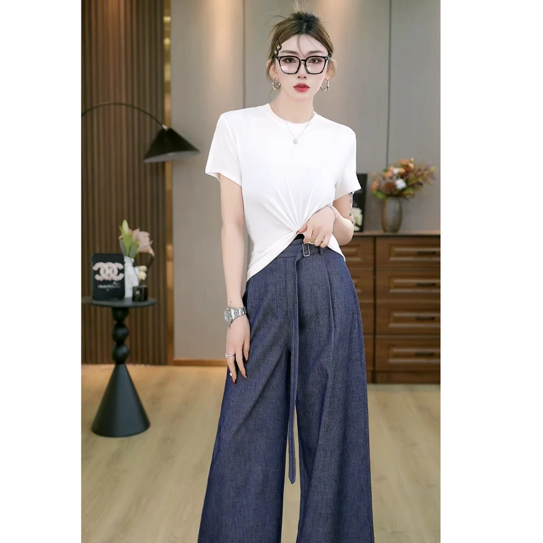 夏季百搭时尚经典纯色圆领宽松显瘦T恤 L118