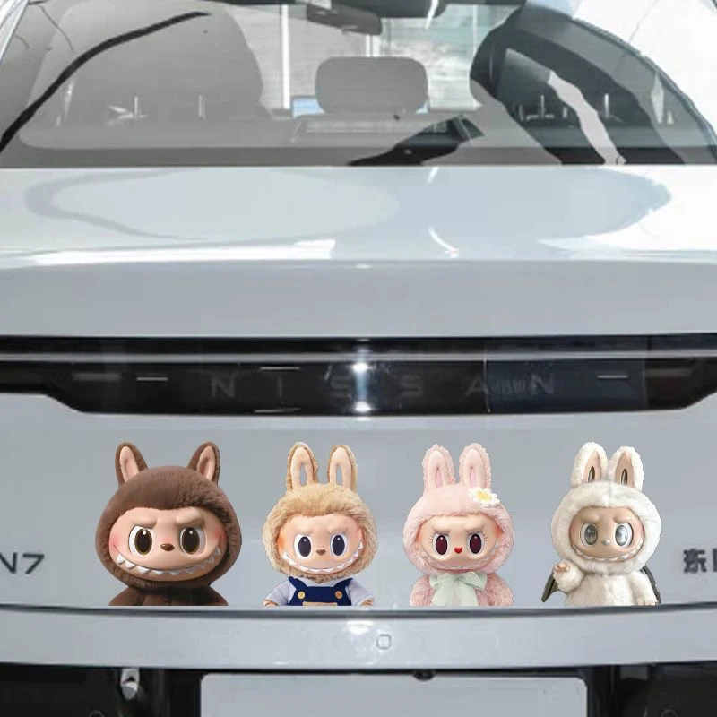 拉布布车贴汽车车身车窗玻璃装饰卡通可爱labubu摩托车电瓶车贴纸