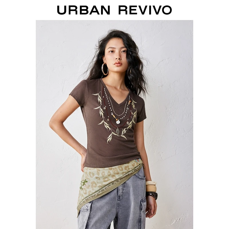 【钟楚曦同款】UR2025秋季新款女装流光风修身T恤UYL450232