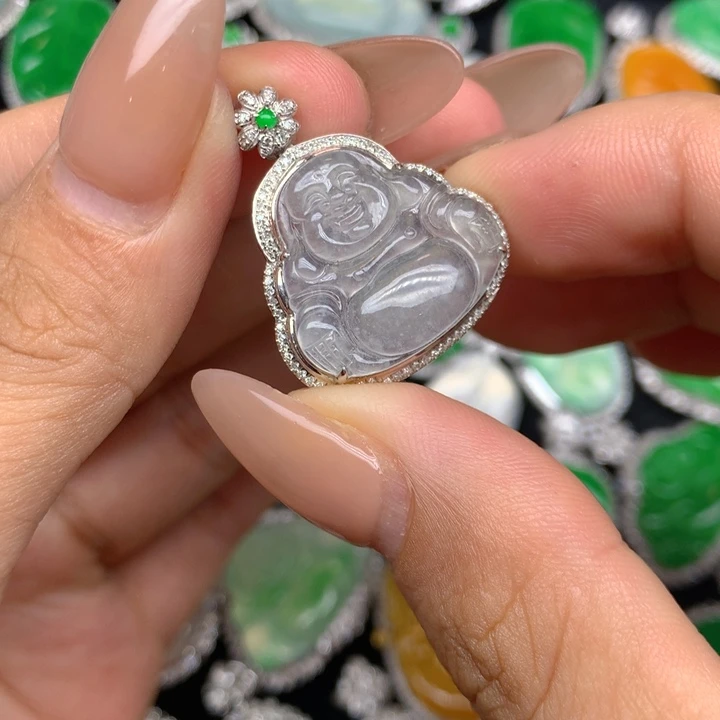 翡翠18K金镶嵌吊坠(不含链)