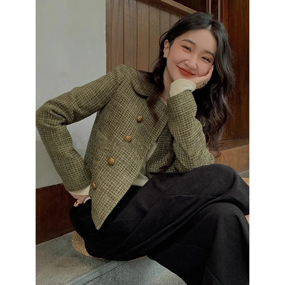 【清货+运费险】小香风粗花呢外套小个子女复古法式短款上衣YY577