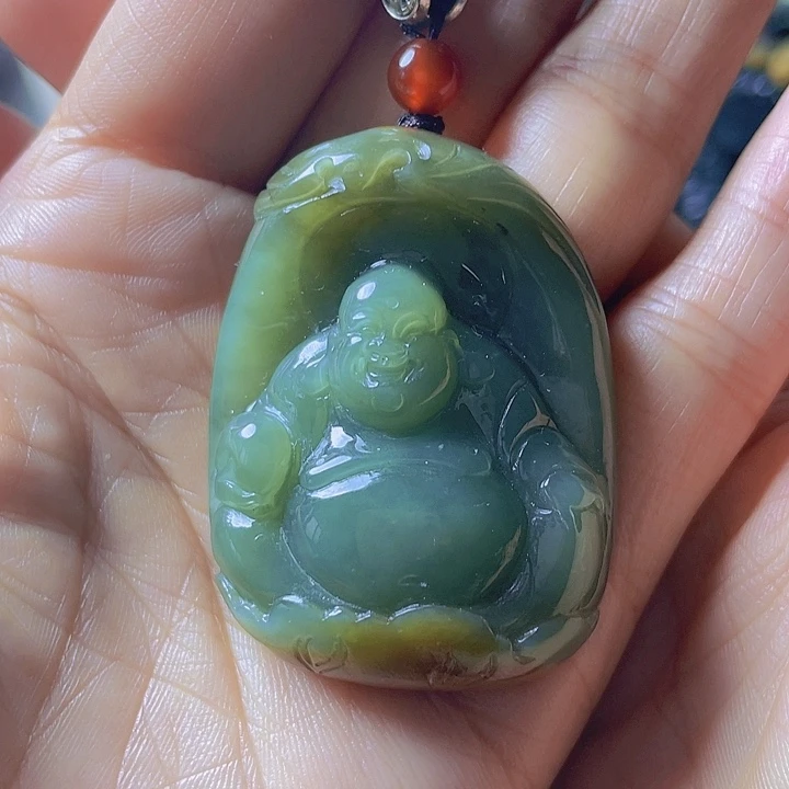 未镶嵌岫岩河磨玉（透闪石质玉）挂件百*堂