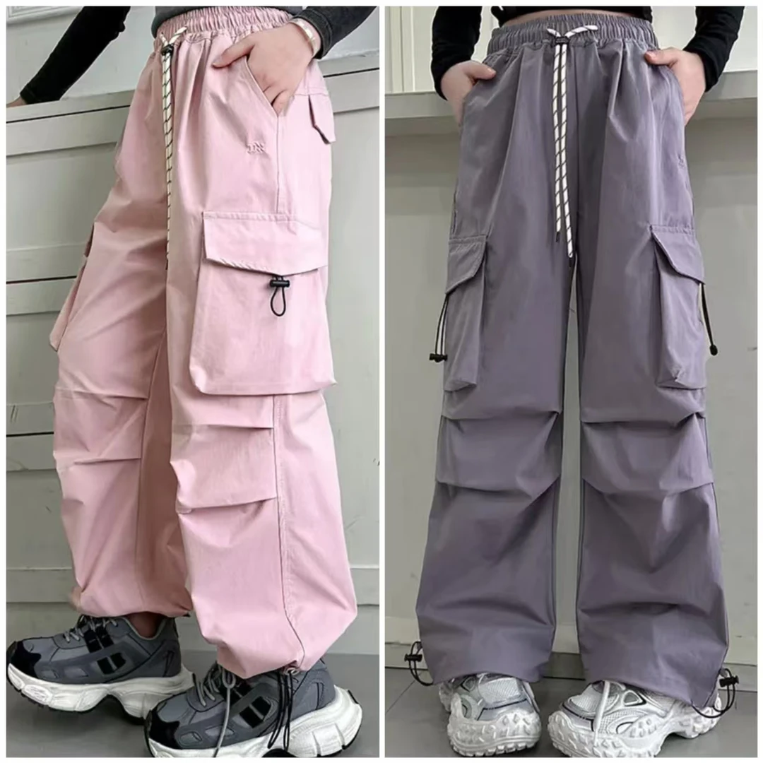 【夏日冰锋】 初夏侧双贴袋工装裤&2025夏季女童纯色工装裤中大童